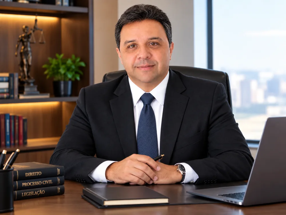 Melquíades Bernardo Jr. sentado à mesa de trabalho